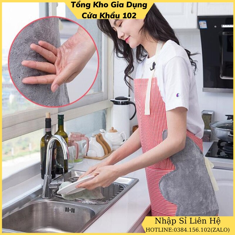 Tạp Dề Kèm Bông Lau Tay
