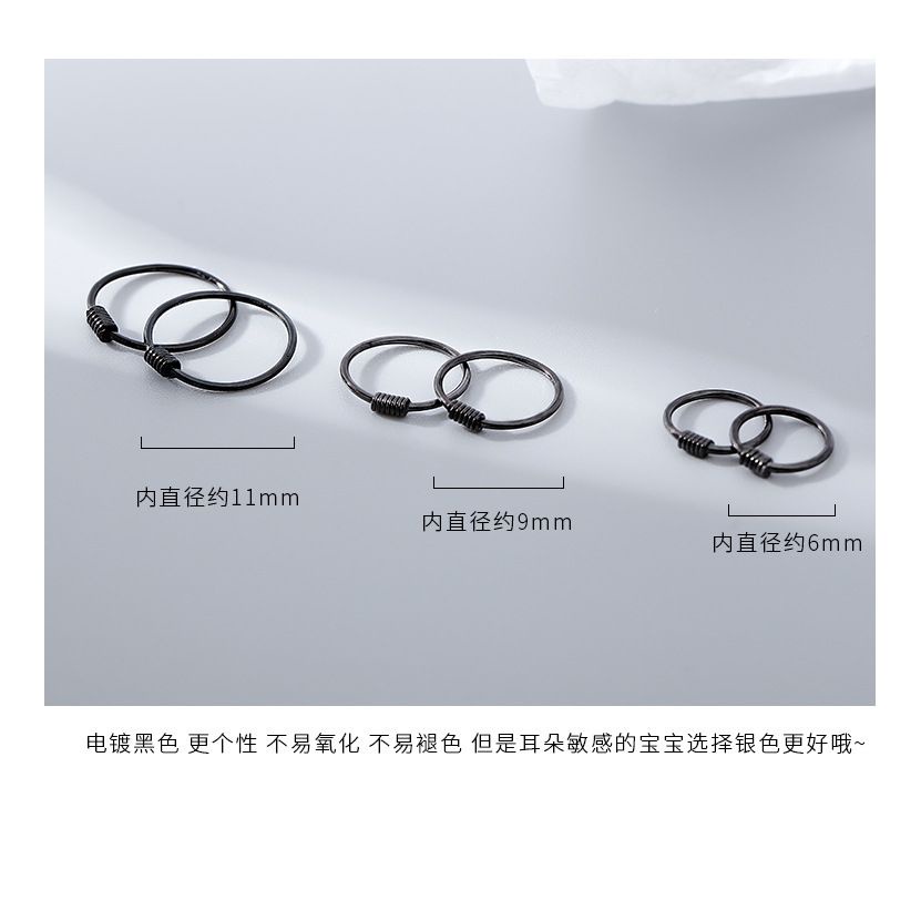 Khuyên Tai Tròn Xoắn 6-10mm Bằng Bạc 100% S925 Cho Cặp Đôi