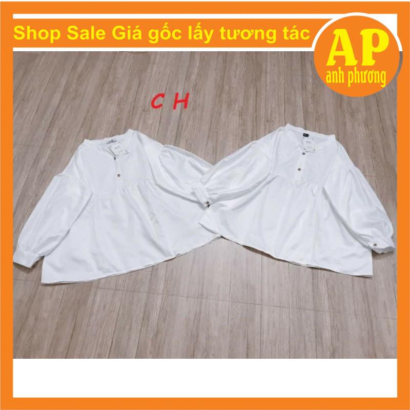 Áo sơ mi babydoll Cúc gỗ có ảnh thật sp
