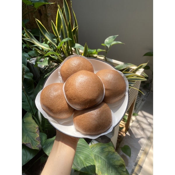 Bánh Bao chay không nhân - Nguyên cám mix gạo lứt/ mè đen