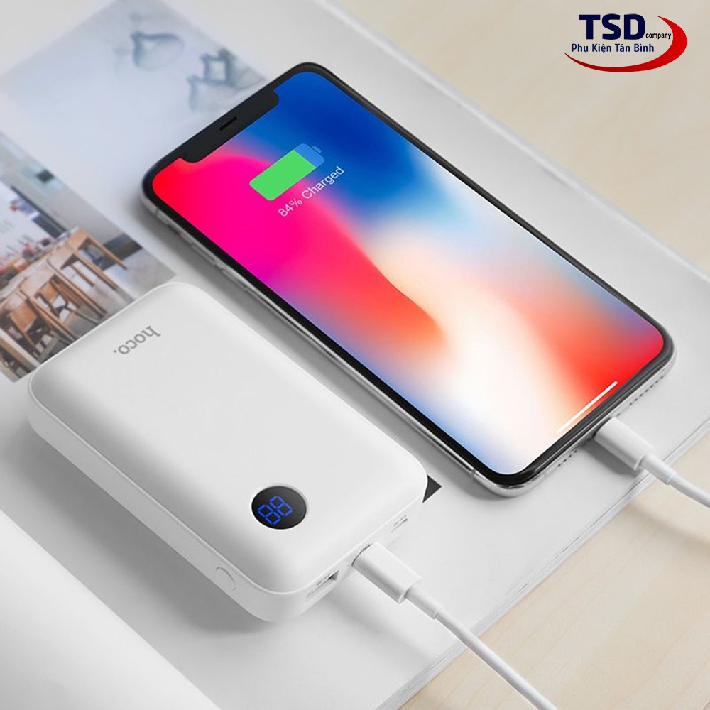 Pin dự phòng Hoco J44 10000mAh 2 cổng sạc tích hợp cổng sạc nhanh Type-C 18 và USB , màn hình LED hiển thị mức pin