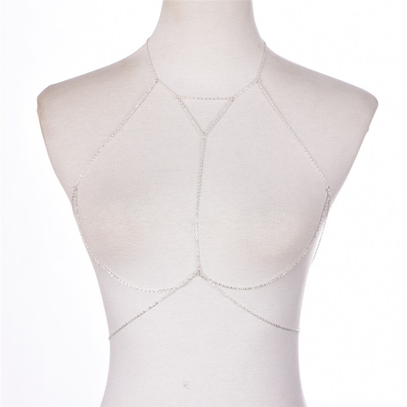 Onsalezone Retro Link Chain Bra Multilayer Sexy Beach Bikini Necklaces Body Chain Jewelry adover