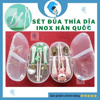 Sét đũa thìa dĩa ăn dặm inox Hàn Quốc cao cấp cho bé