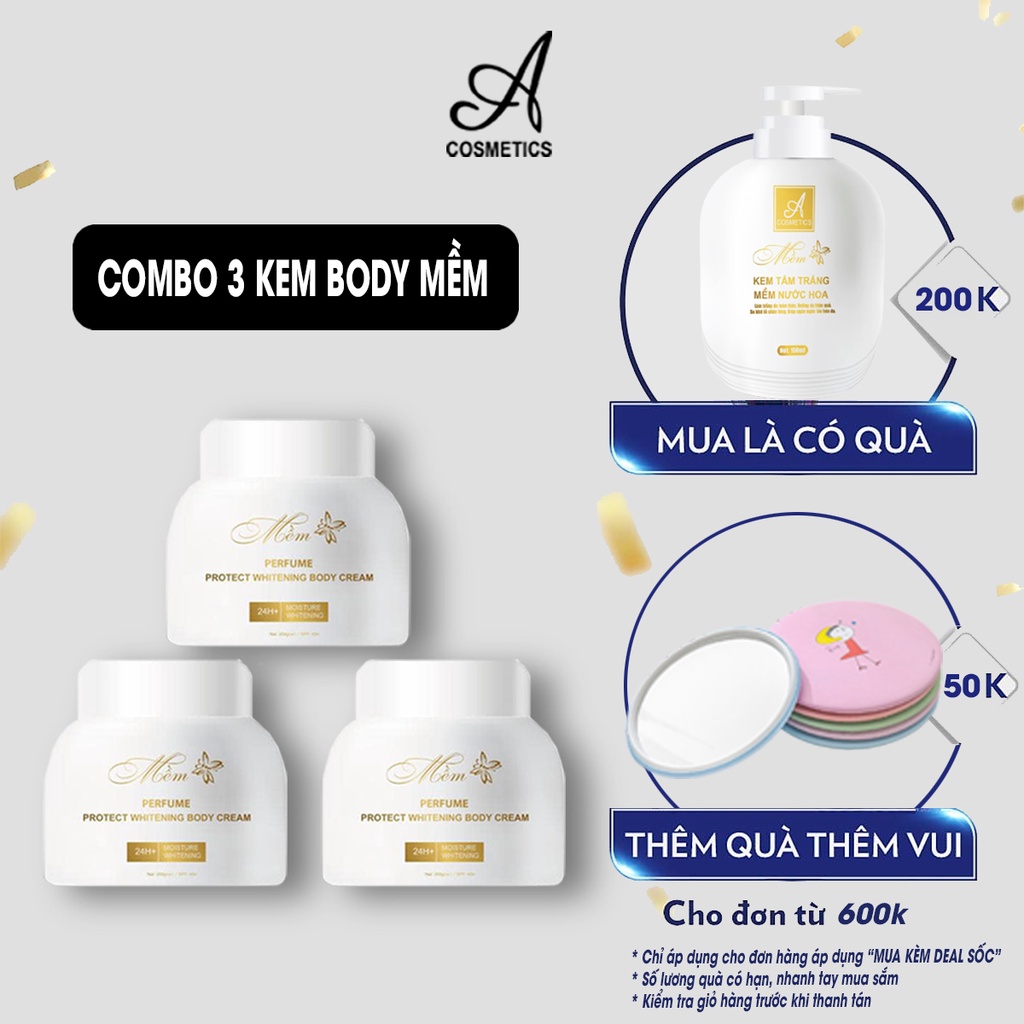 ComBo 3 kem body mềm Acosmetics, 250mlx3