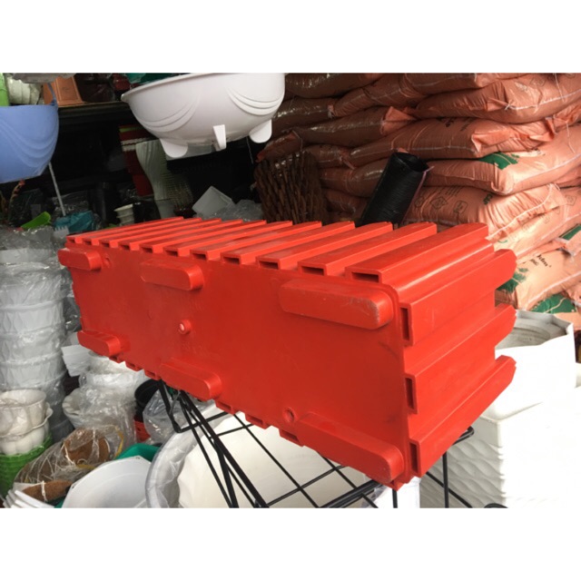 Chậu Vuông/dài Hàng Rào Đa Năng - Chậu Trồng Cây Sân Thượng + Đế Lót giữ nước - Long Square Plastic Pots Fence