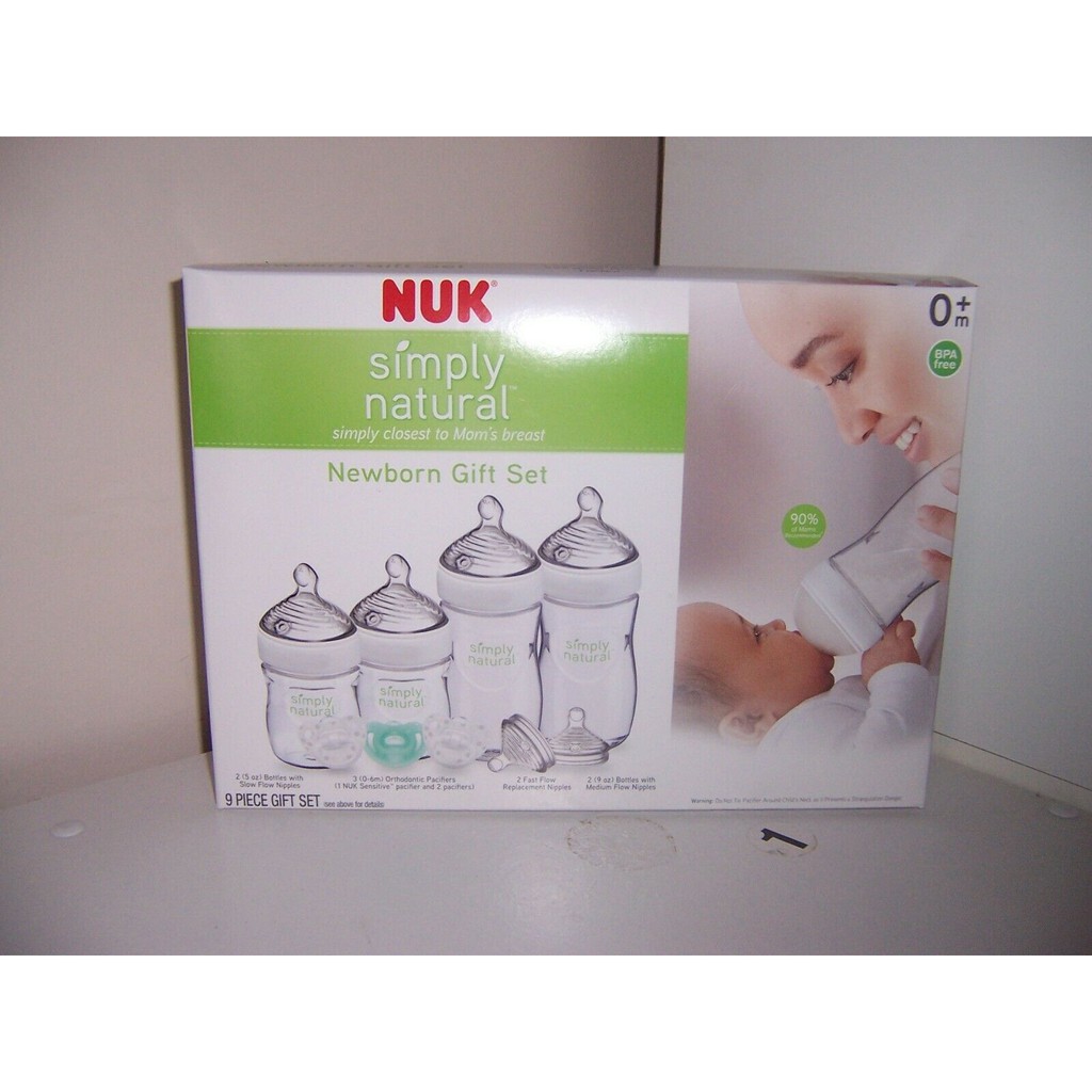 Set 4 bình sữa Nuk Simply Natural 150ml, 270ml, 2 ti giả