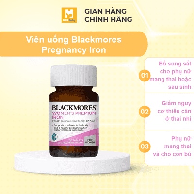 Viên uống Blackmores Pregnancy Iron bổ sung sắt tăng cường sức khỏe cho mẹ bầu  - Herbaby