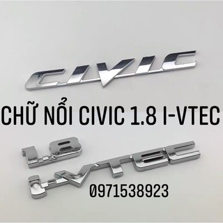 Tem chữ nổi HONDA CIVIC 1.8 I-VTEC dán đuôi xe HONDA