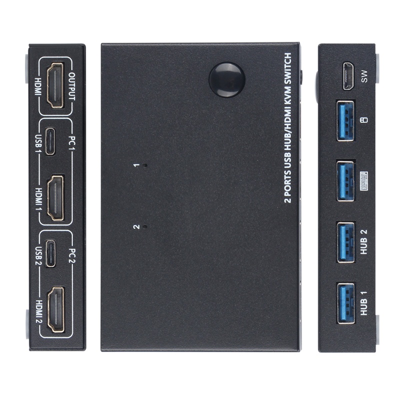 Bộ Chia 2 Cổng Usb Hub Kvm Am-Kvm201C 10gbps Cho Bàn Phím Chuột Máy Tính