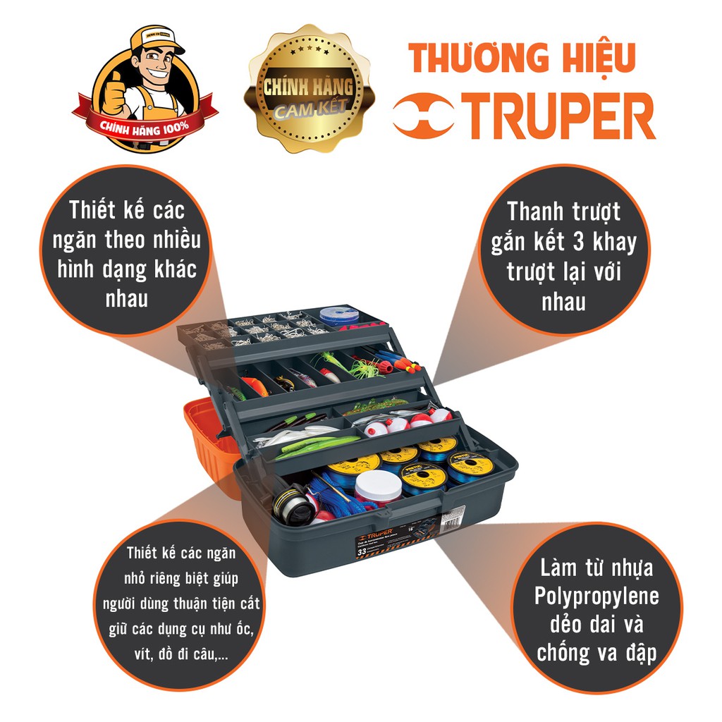 Thùng đồ nghề nhựa,Hộp đồ nghề 16in Truper CPE-16N