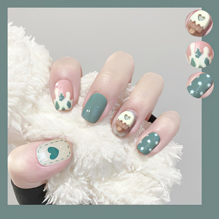 Bộ móng dễ thương charm que kem từ Bean Nail - B248