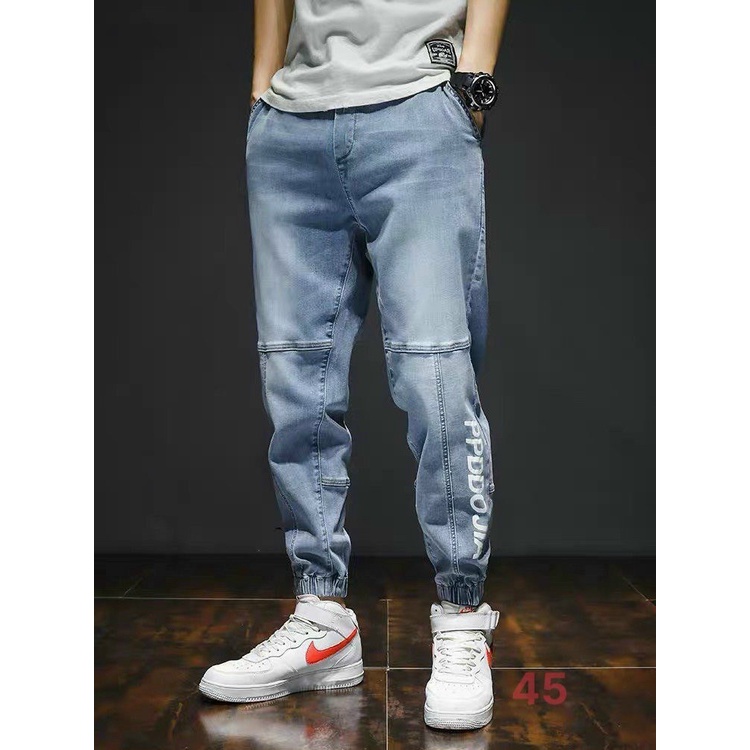 Quần jogger nam tenji màu xanh không rách chất bò cao cấp co dãn 4 chiều cực đẹp, quần rin nam QDJ45 Nhiều mẫu mới