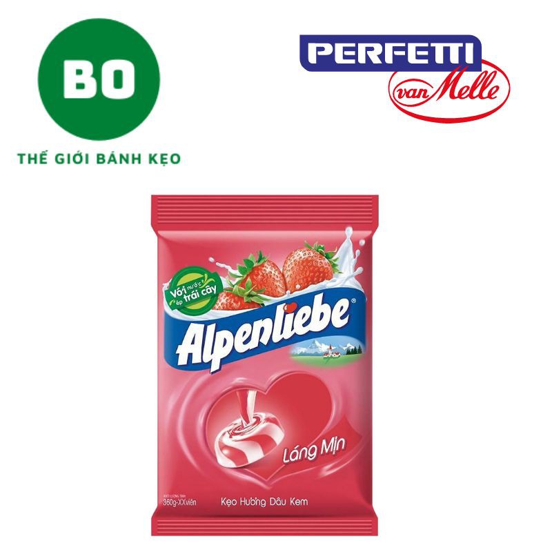 Kẹo Cứng ALPENLIEBE Hương Dâu Kem Gói 40 Viên Và Gói 110 Viên