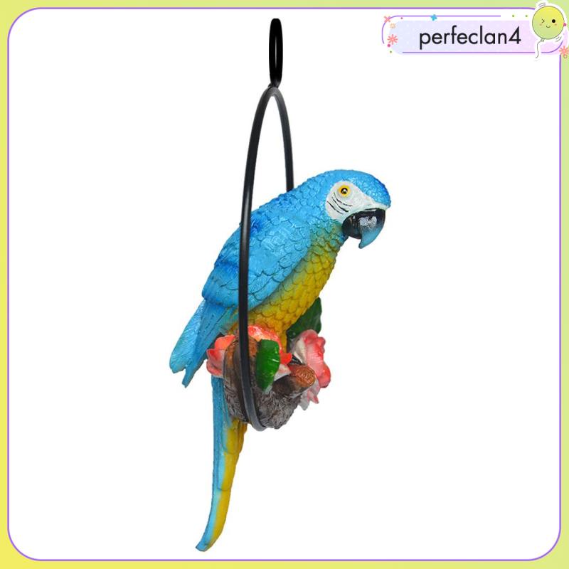 Tượng Vẹt Nhân Tạo Bằng Nhựa Resin Nhân Tạo Có Vòng Kim Loại Trang Trí Sân Vườn