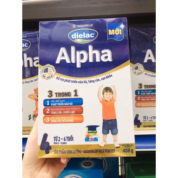 (HỘP GIẤY) Sữa bột Dielac Alpha số 4 cho bé từ 2-6y_hộp 400g( date mới)