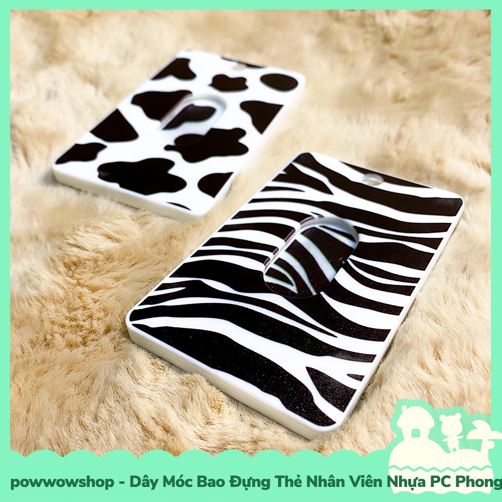 [Sẵn VN - Hỏa Tốc] Dây Móc Bao Đựng Thẻ Nhân Viên Nhựa PC Phong Cách Dairy Cow Bò Sữa &amp; Zebra Ngựa Vằn
