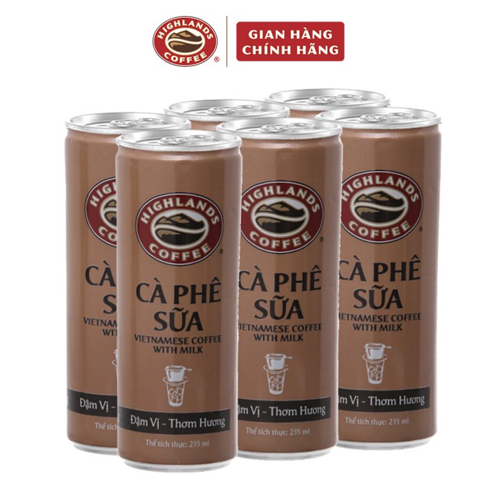 Lốc 6 lon cà phê sữa đá Highlands Coffee 235ml/lon | BigBuy360 - bigbuy360.vn