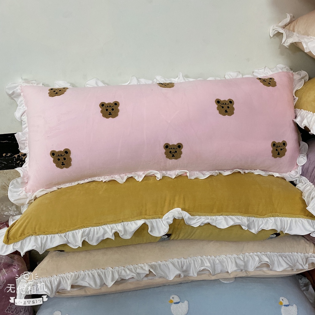 Gối tựa đầu giường , đệm đầu giường Siêu Đáng yêu Viền Ren , Hoạ Tiết Nổi