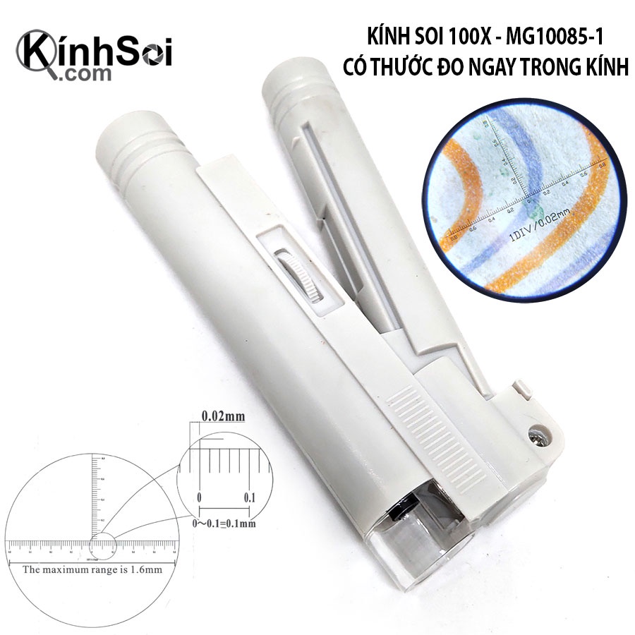 Kính lúp soi chiếu kiểm tra 100x có vạch chia trong kính MG10085-1 Có Clip Thực Tế