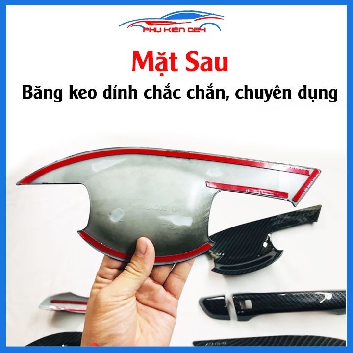 Ốp tay nắm hõm cửa chống trầy Accent 2018-2019-2020-2021-2022-2023 vân carbon/mạ crom bảo vệ cửa xe ô tô