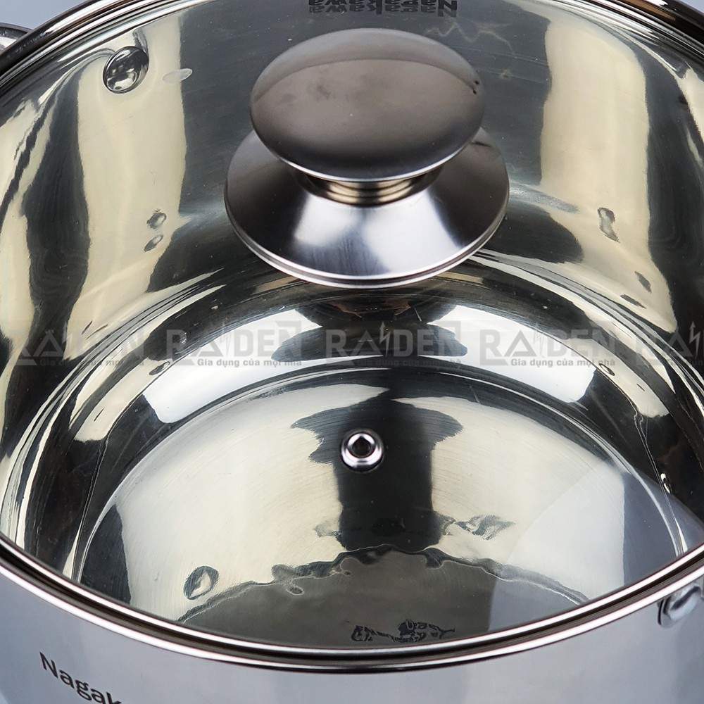 Bộ nồi inox 3 cái, thiết kế 4 đáy Nagakawa NAG1304 sử dụng được trên bếp từ