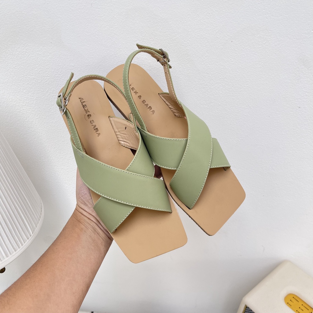 Giày Sandal nữ đế bệt- Sandal Alex Sara Quai Chéo Cá Tánh Da Mềm Êm Chân Hàng VNXK