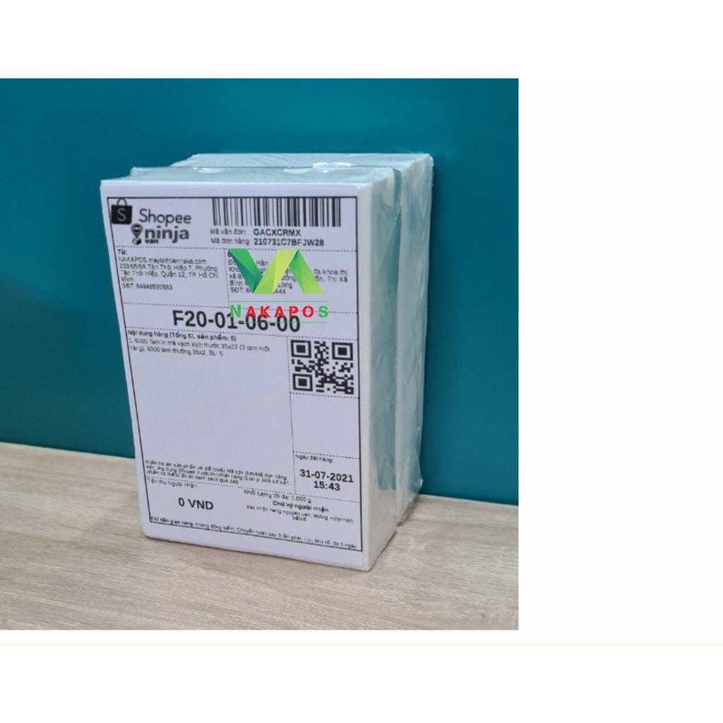 Giấy in nhiệt tự dính dạng xấp kích thước 100x150 mm - CÓ SẴN LỚP KEO DÁN