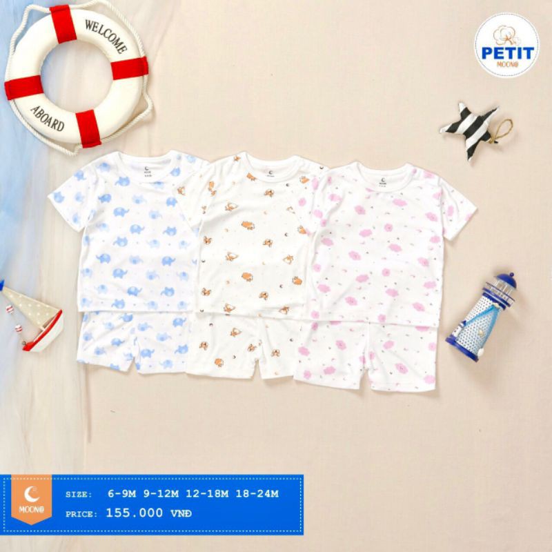 Bộ Cộc Tay Cài Vai Petit Moon M2 • 6-9M 9-12M 12-18M 18-24M • Choding Home