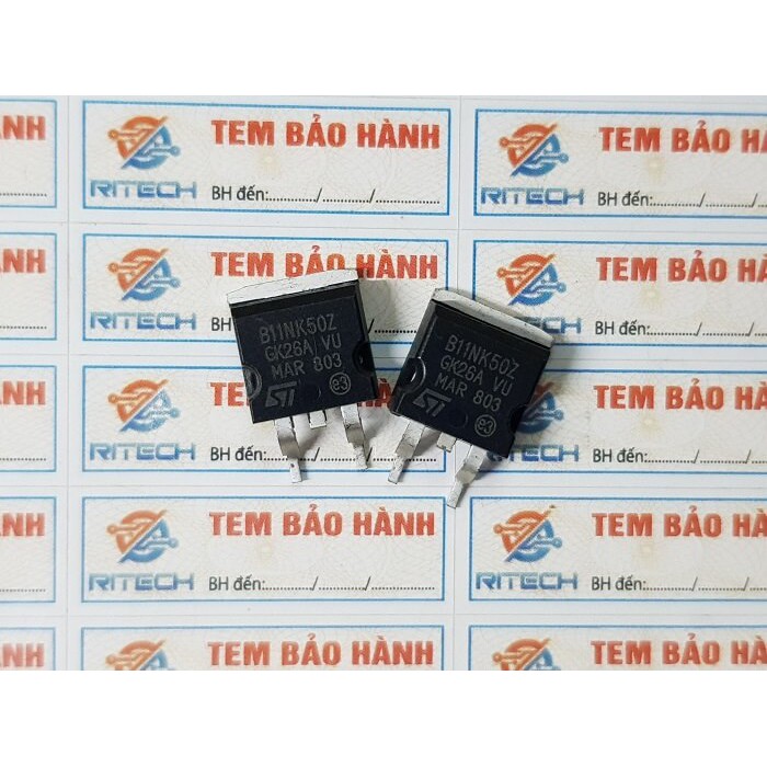 [Combo 5 con] B11NK50Z, STB11NK50Z Mosfet Kênh-N 500V/10A/125W TO-263
