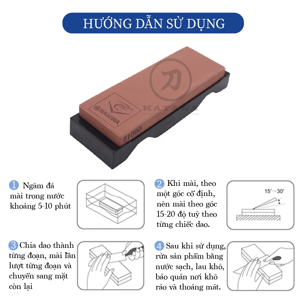 Đá bùn mài dao Naniwa KATANA độ mịn 1000 grid NKT1000D