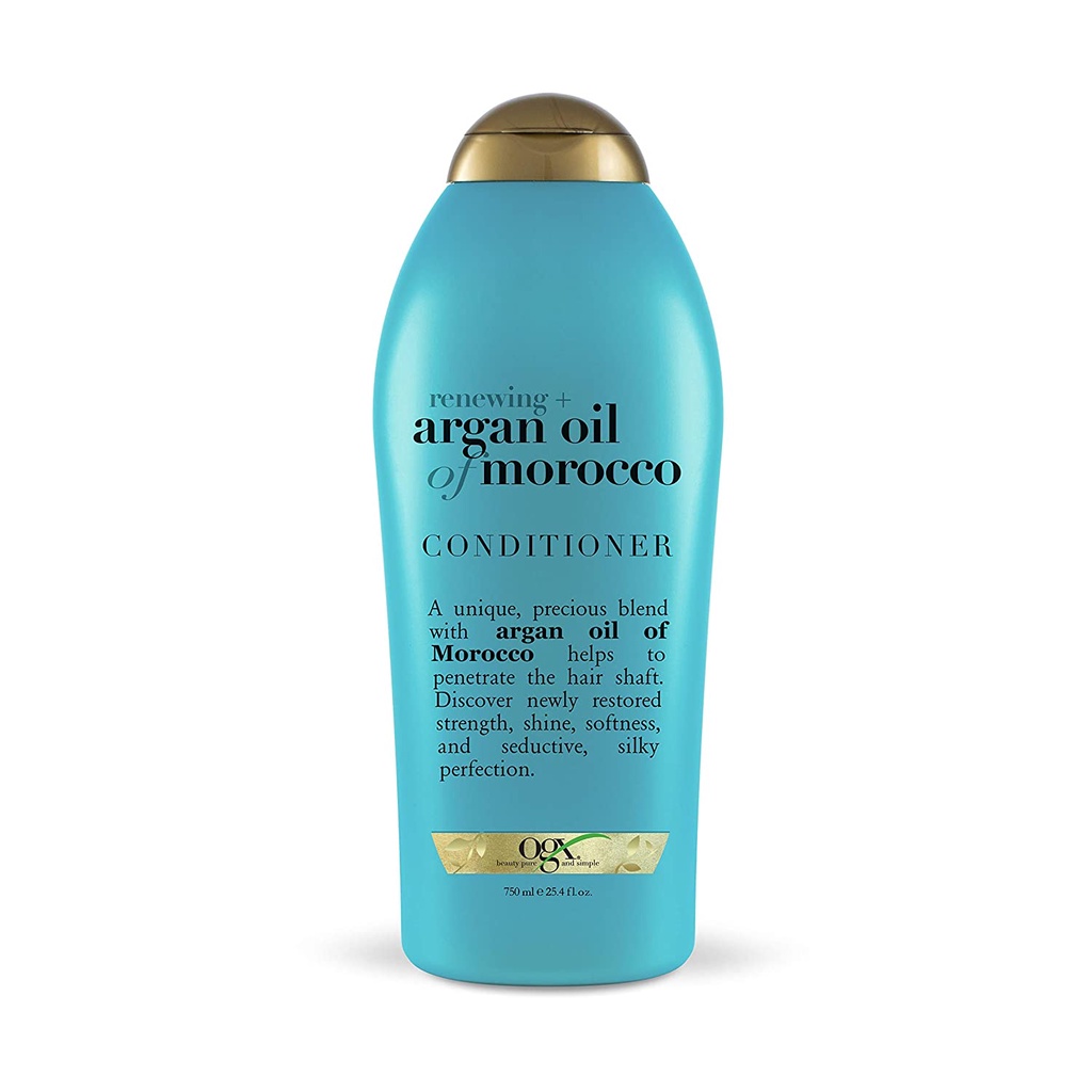 Dầu gội và xả ogx renewing argan oil of morocco phục hồi tóc hư tổn dành cho tóc xơ rối gãy rụng 750ml