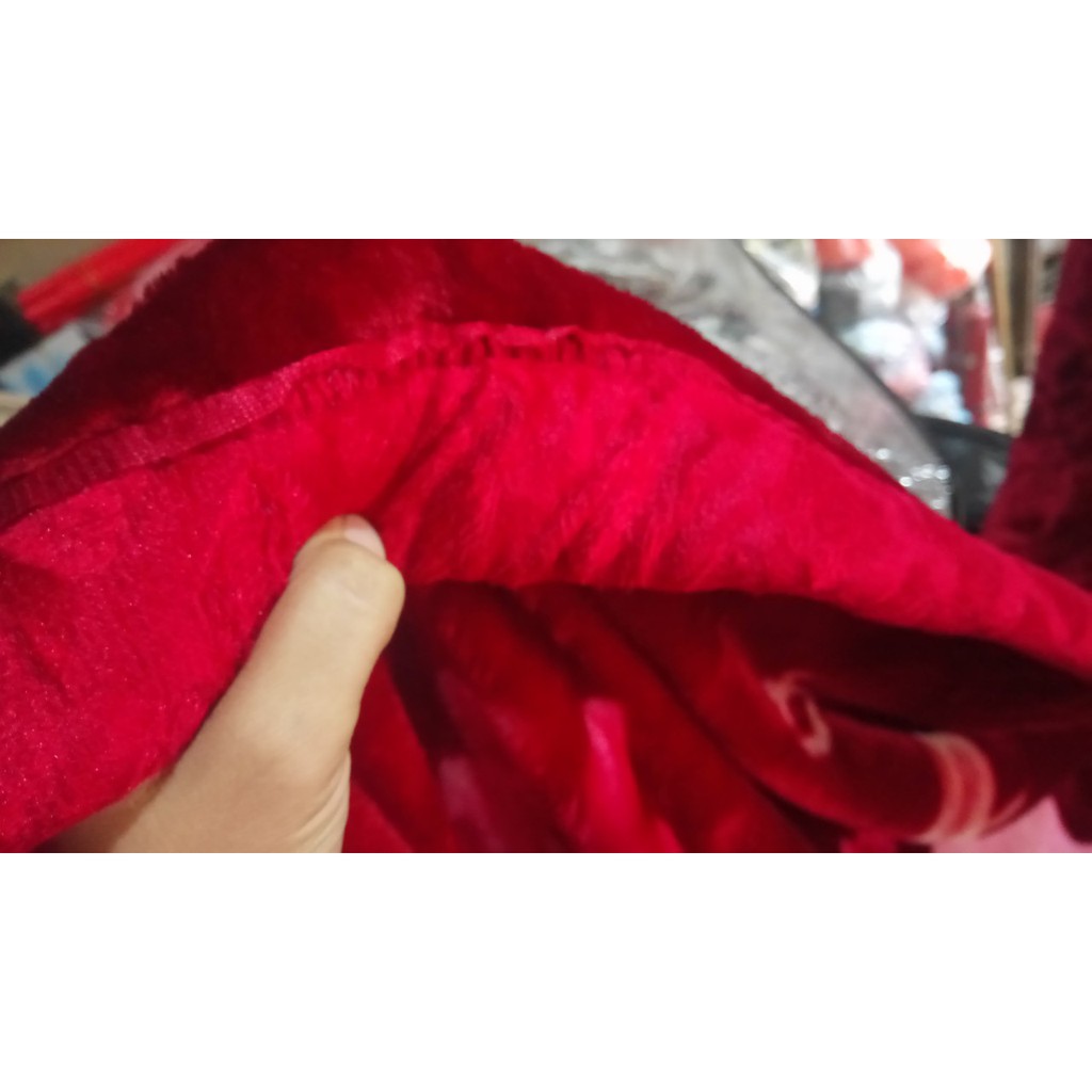 Chăn lông chăn len nhung tuyết 2kg 2 lớp  màu đỏ sẫm mềm ấm áp