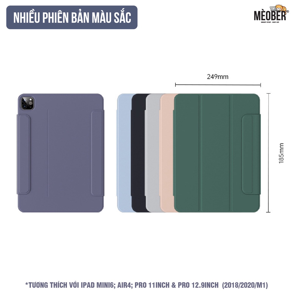 Bao da i pad nam châm tháo rời cho Pro 11, Air 4, 12.9 inch, mini 6 - Case i pad 3 mảnh hít nam châm