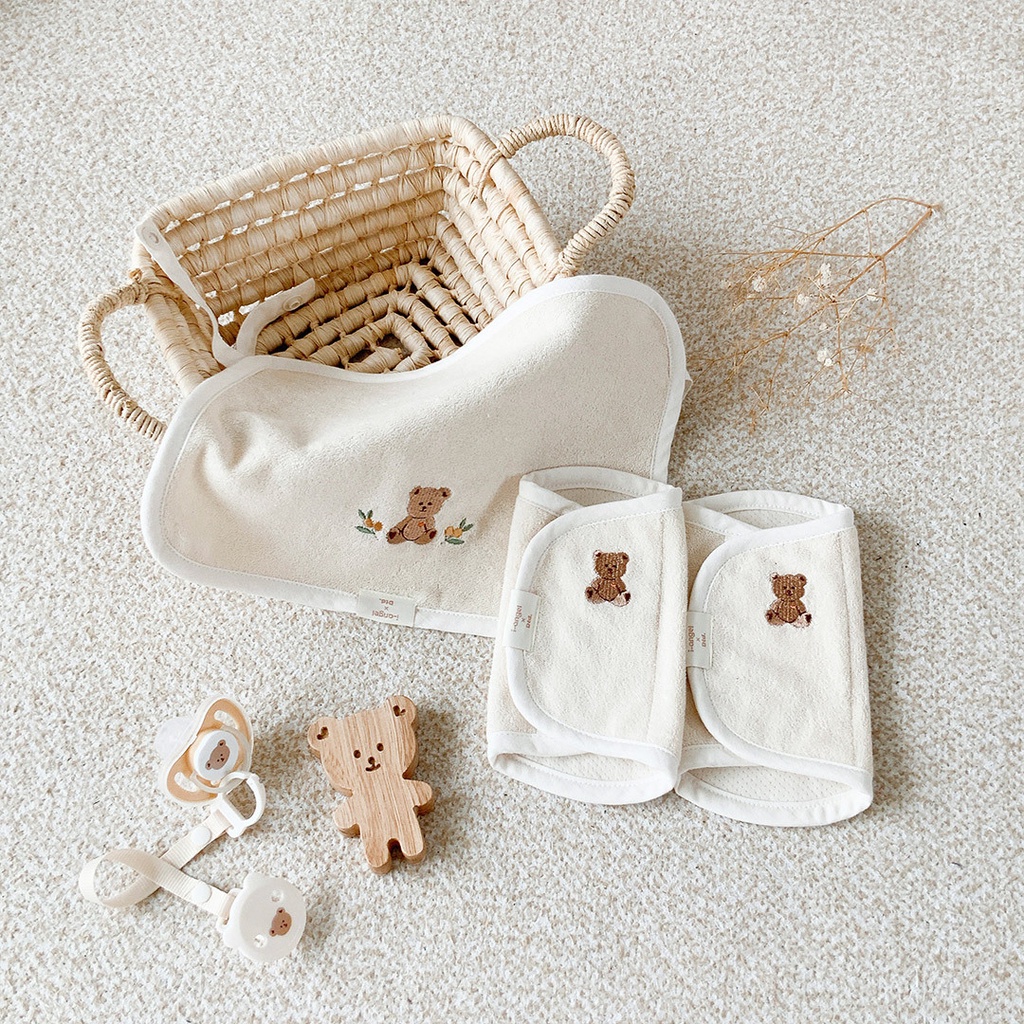 Khăn Yếm Đeo Ngực / Hông Bằng Cotton Trơn Phong Cách Hàn Quốc Cho Bé