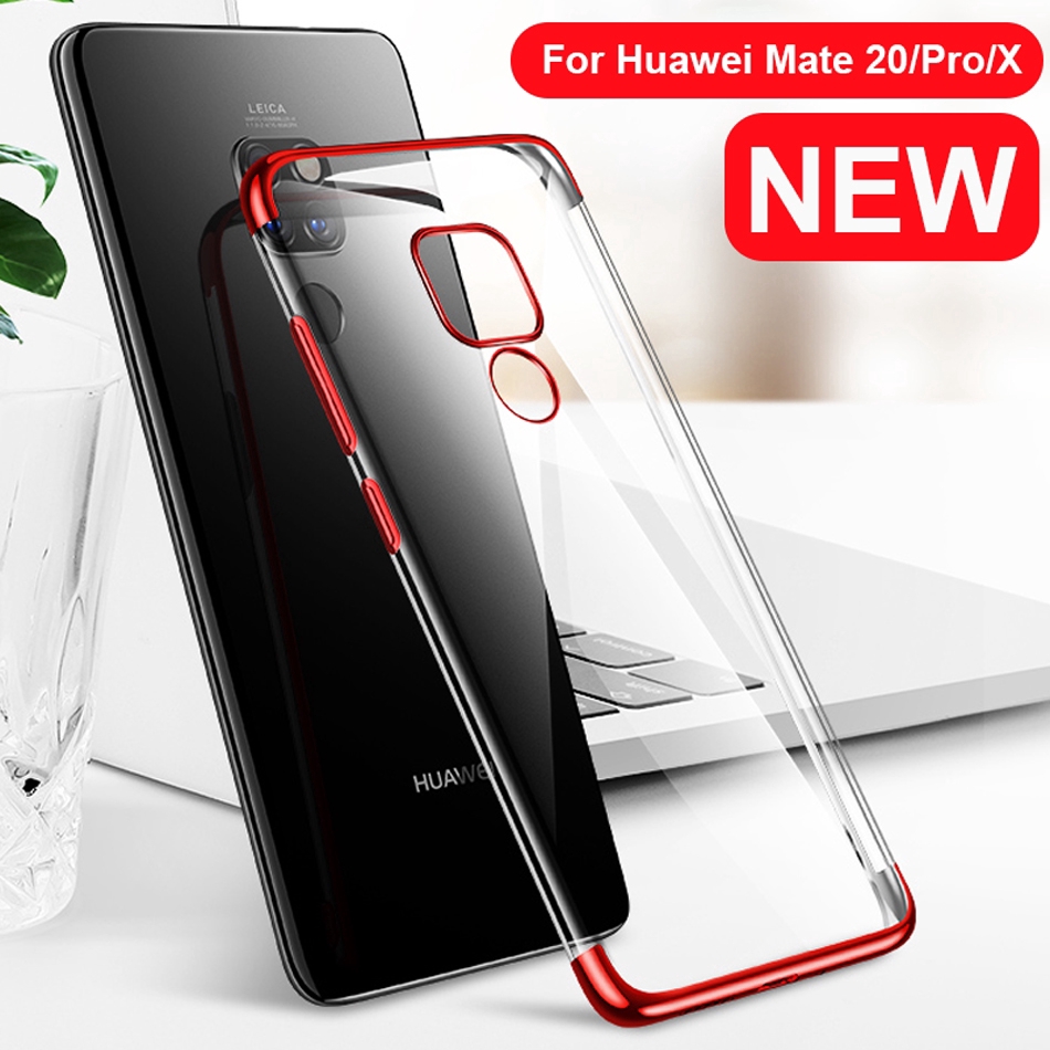 Ốp điện thoại trong suốt mạ siêu nhẹ chống sốc dành cho HUAWEI MATE 20 PRO X 30 PRO MATE 40 PRO+