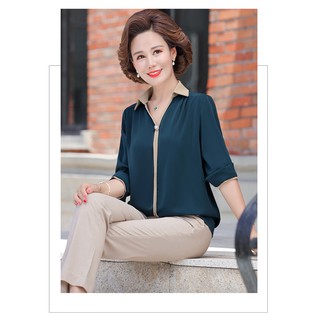 Áo sơ mi nữ trung niên cao cấp _bạc