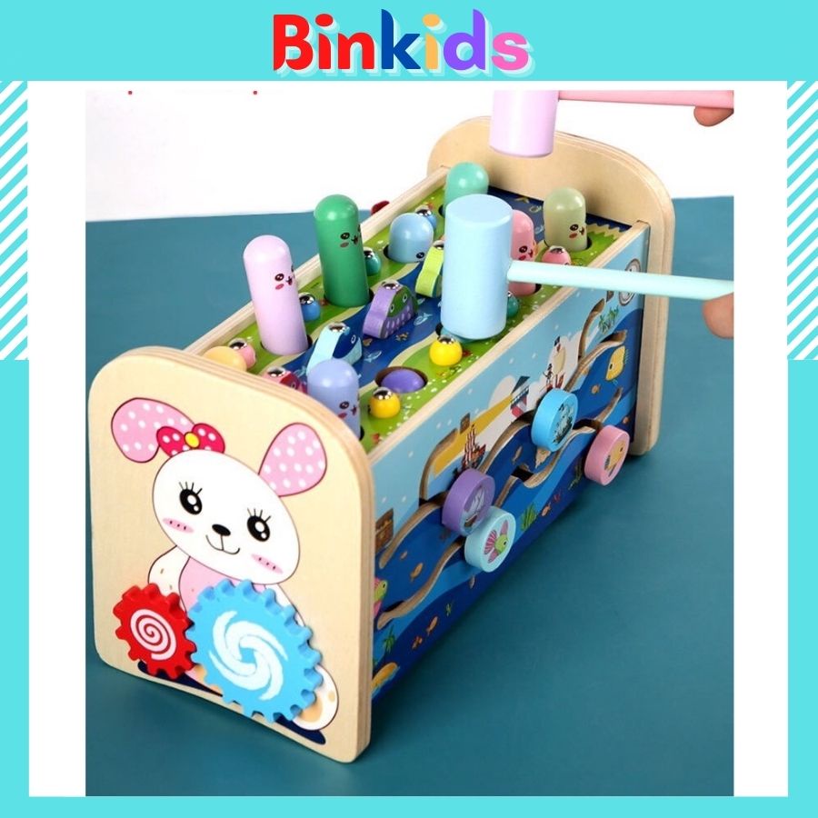 Đồ chơi đập chuột 7in1 bằng gỗ MẪU MỚI - đồ chơi giáo dục luyện vận động và phát triển trí tuệ cho bé