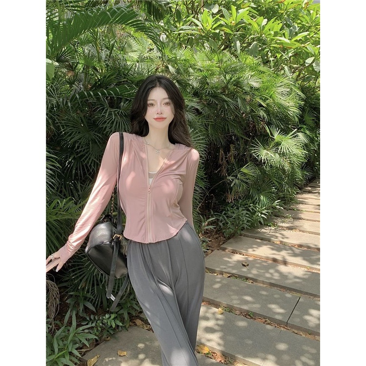 Set đồ COZOKC gồm áo thun tay dài dáng ôm và quần ống rộng thời trang cho nữ