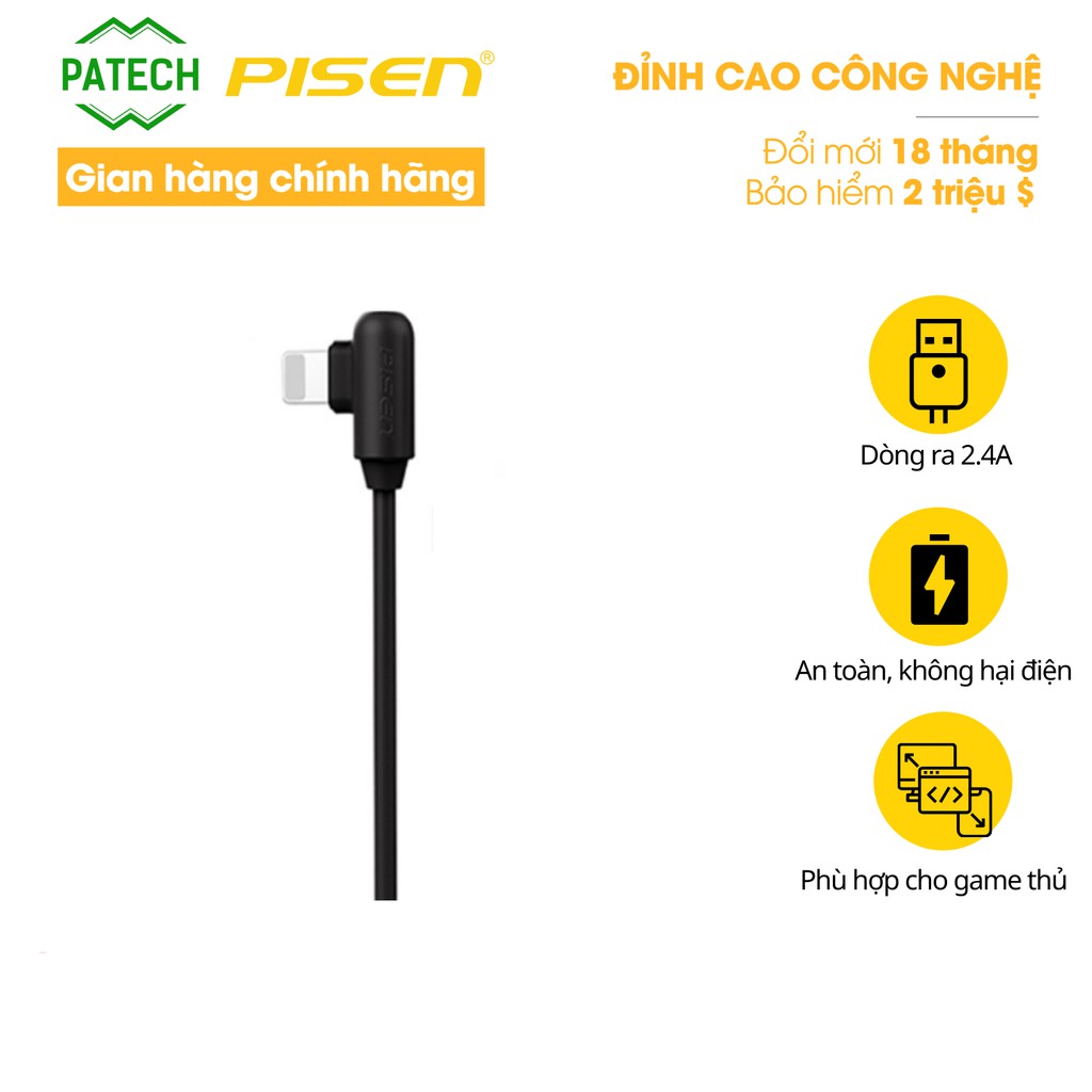 Cáp Pisen Powerteen- Lightning(L-Shape) 1000mm màu ngẫu nhiên - Hàng chính hãng