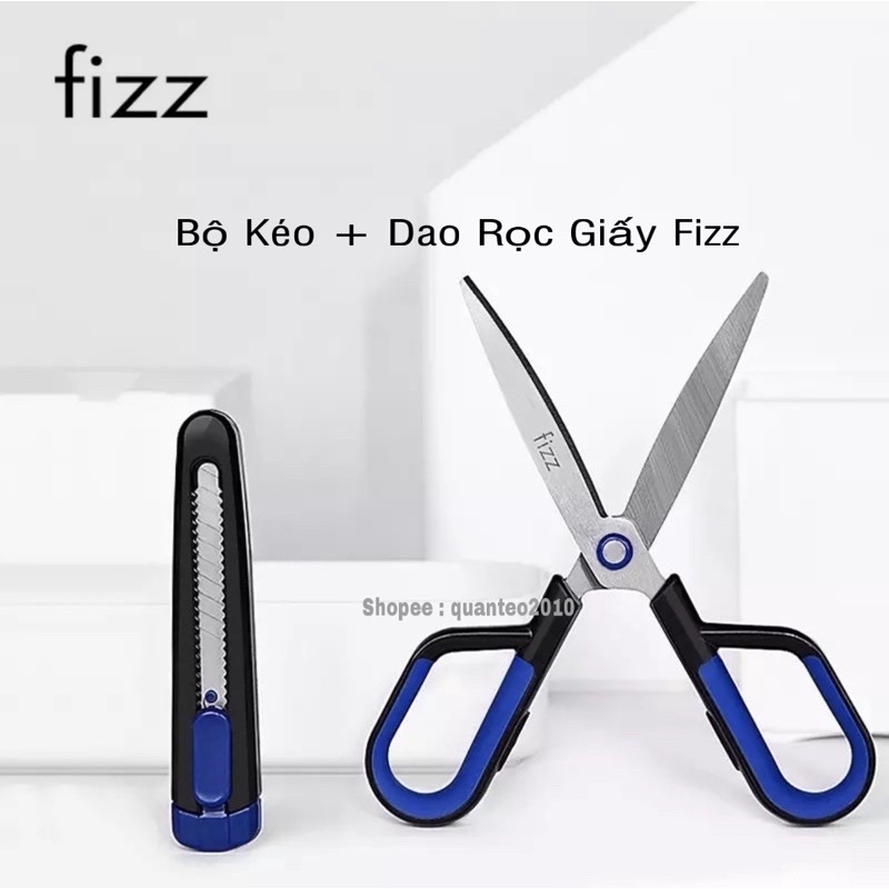 Bộ Kéo Văn Phòng Fizz 2 in 1 Set Kéo + Dao Rọc Giấy Fizz FZ21220