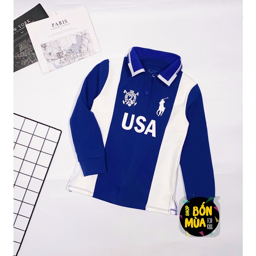 Áo Thun Dài Tay Bé Trai Size Đại 20-45kg 🍐🍐 Áo Polo Dài Tay Cho Bé Trai - Shop Bốn Mùa