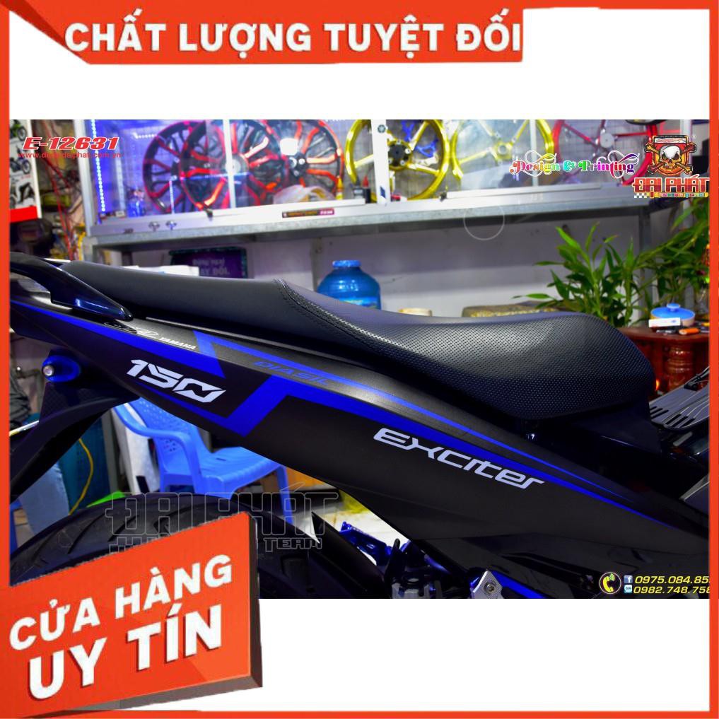 Tem Trùm Xe Exciter 150 Tem Chỉ Xanh Đen