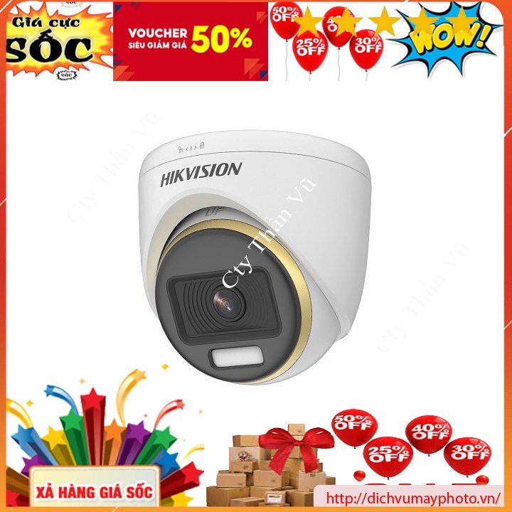 Camera mã DS-2CE72DF3T-FS TVI Hik 2MP Dome sắt to Có Màu và đèn trợ sáng 40m  CHỐNG NGƯỢC SÁNG THỰC Có Mic kholinhkien