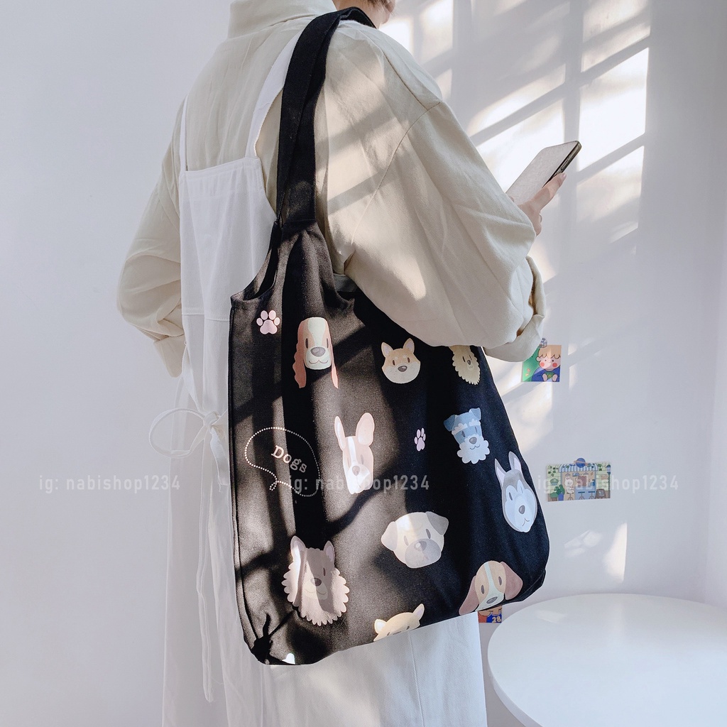 Túi Tote Họa Tiết Cún Mã TT007 ( ẢNH THẬT)