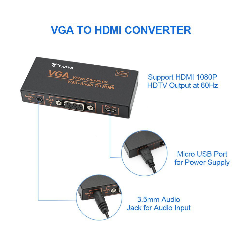 Bộ Chuyển Đổi VGA Sang HDMI 3.5mm Cho PS3 / PS4 / HDTV / Blue-ray DVD