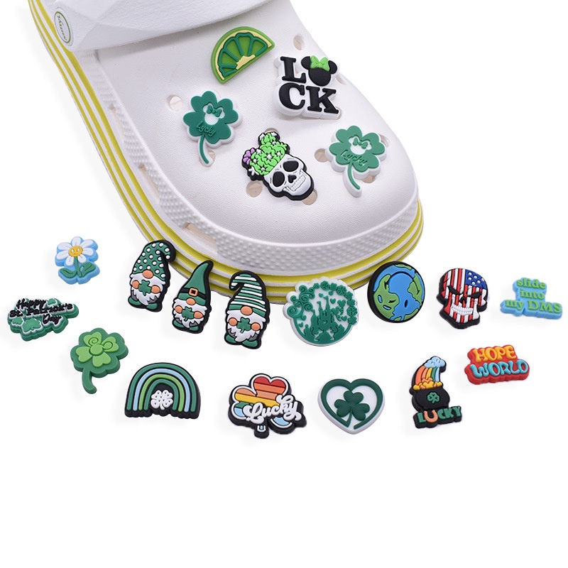 Phụ Kiện Trang Trí Giày Hình Cỏ Ba Lá Hoạt Hình Cho Bé Gái Charms Earth Jibitz Charm Hoa Skull Jibits Croc