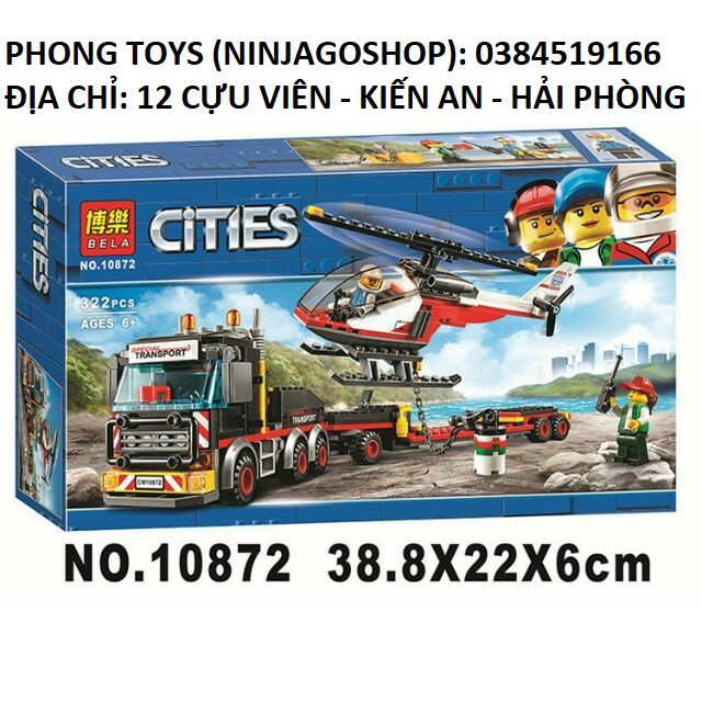 Lắp ráp xếp hình Lego City 60183 SY6963 lepin 02094 Bela 10872 : Xe vận tải hạng nặng chở máy bay - xe đầu kéo Container