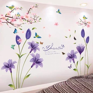 Decal dán tường hoa tulip và cành đào