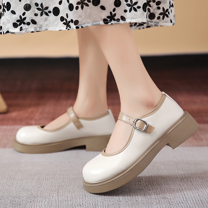 Giày da IELGY đế dày phong cách retro thời trang cho nữ