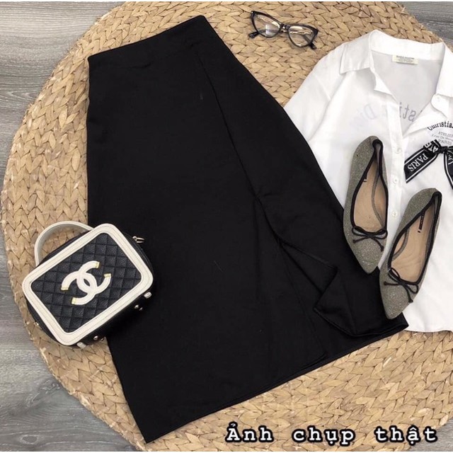 Chân váy midi xẻ tà siêu hot